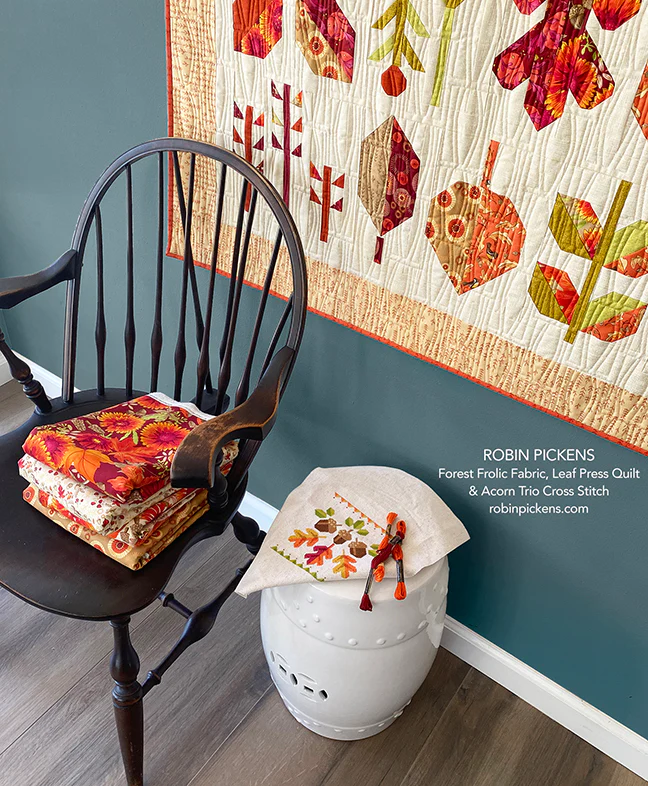 A QUILT KIT of LEAF PRESS in the LIGHT background (Buttermilk) colorway - Image 3