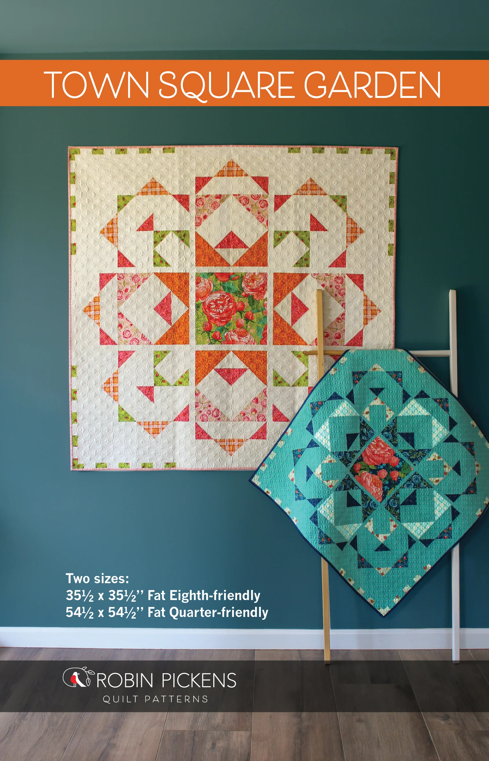 TOWN SQUARE GARDEN Digital PDF Quilt Pattern by Robin Pickens / wall quilt (54 1/2" or 35 1/2" square)