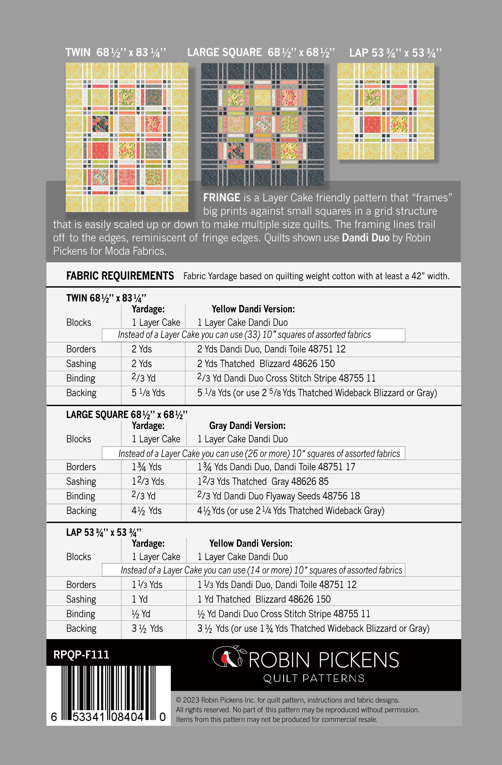 FRINGE (updated 2023) Digital PDF Quilt Pattern by Robin Pickens - Image 4